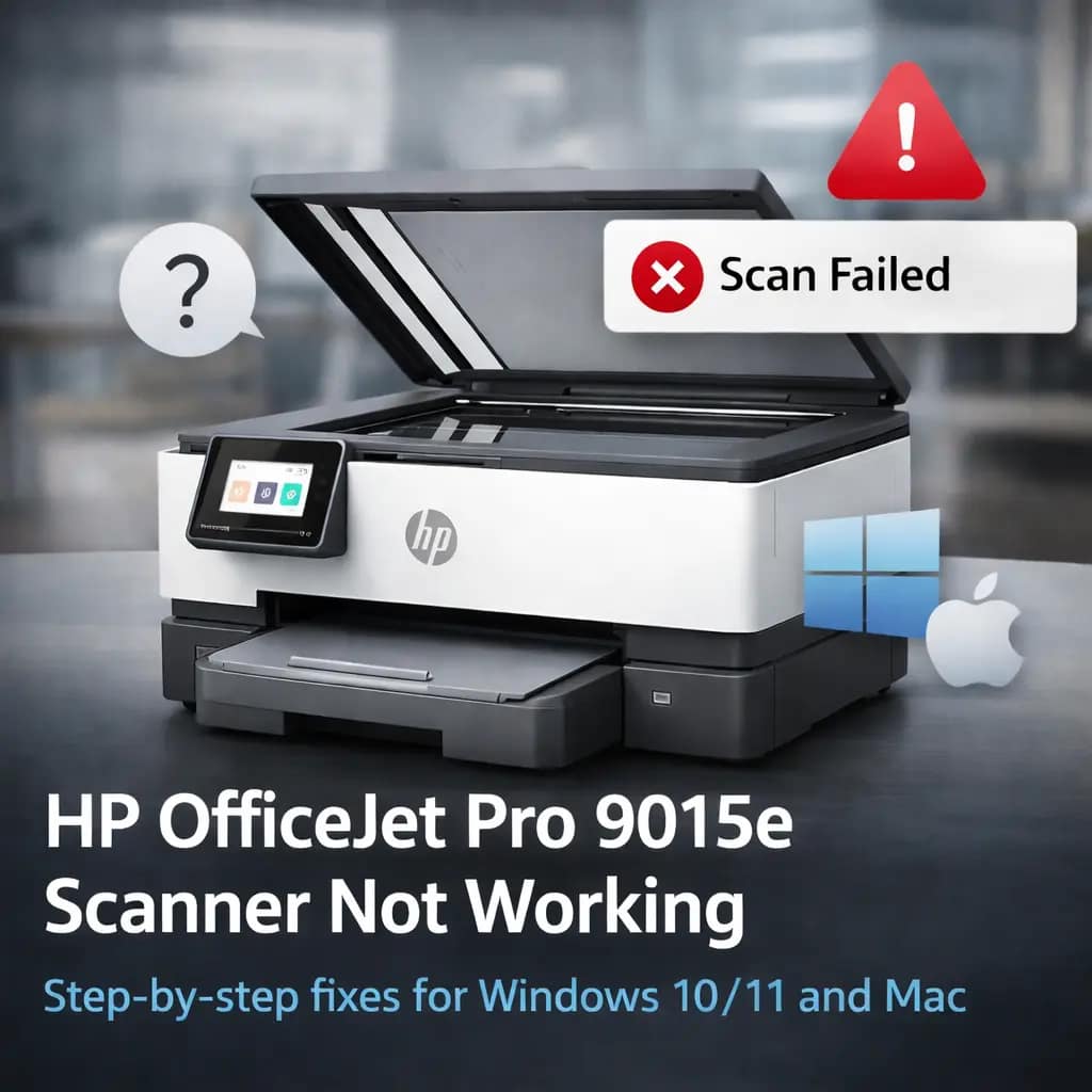 HP OfficeJet Pro 9015e Scanner Not Working Windows and Mac